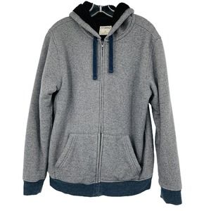 HYBRID Fur Lined Hoodie Sweatshirt Blue Sherpa Outdoors Full Zip Mens M